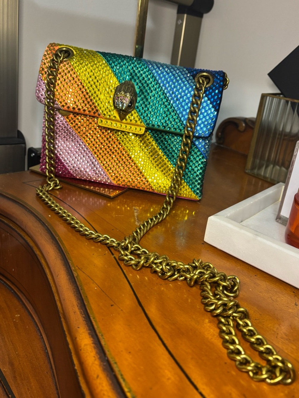 Kurt Geiger Multicolor Crystal-Striped Crossbody Bag - Picture 4 of 11